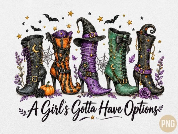 Halloween Witch Boots Collection PNG Gráfico Ilustrações para Impressão Por Camel Muse