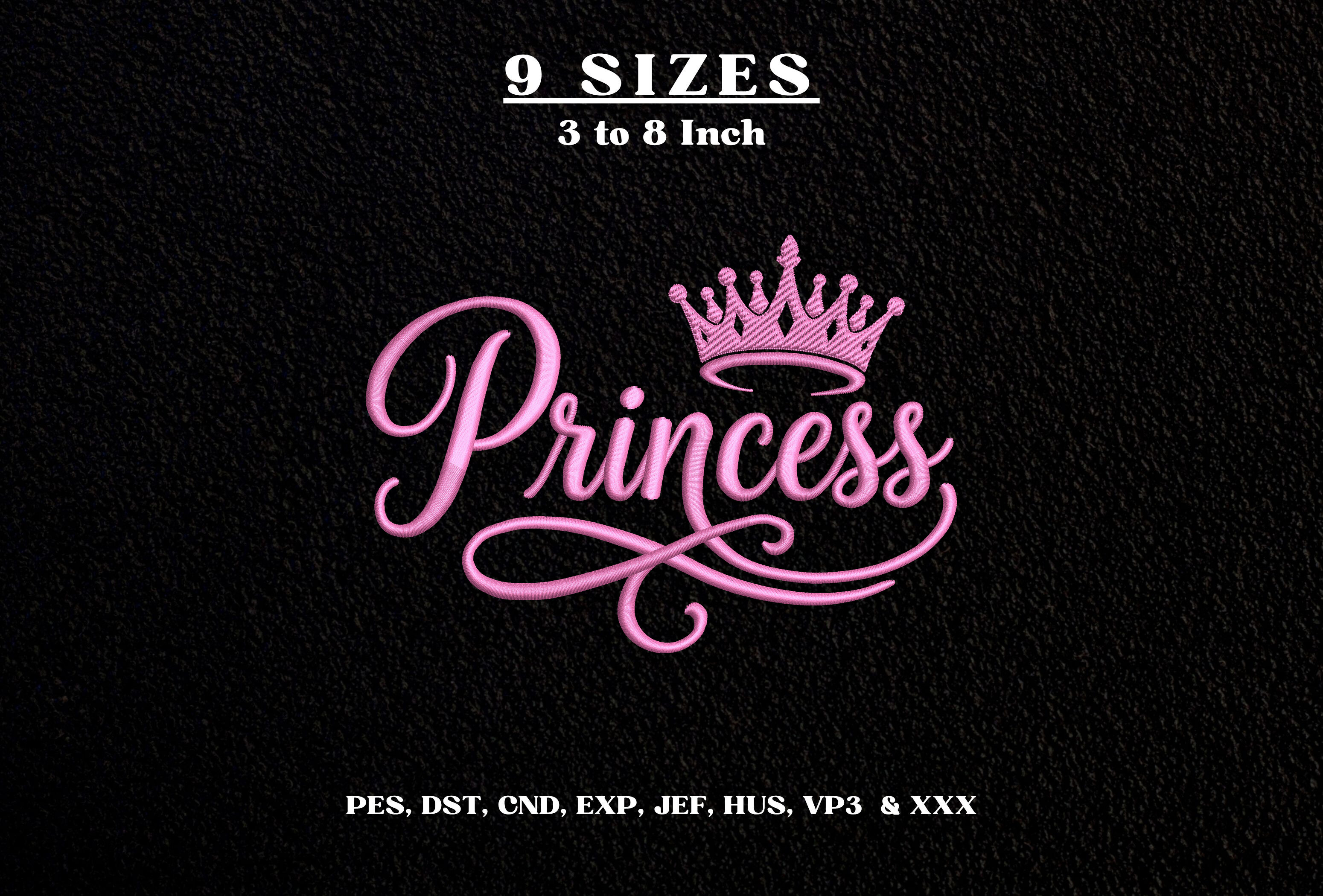 Princess Decorative Pattern Princess Crown Embroidery Design Pink · Creative Fabrica