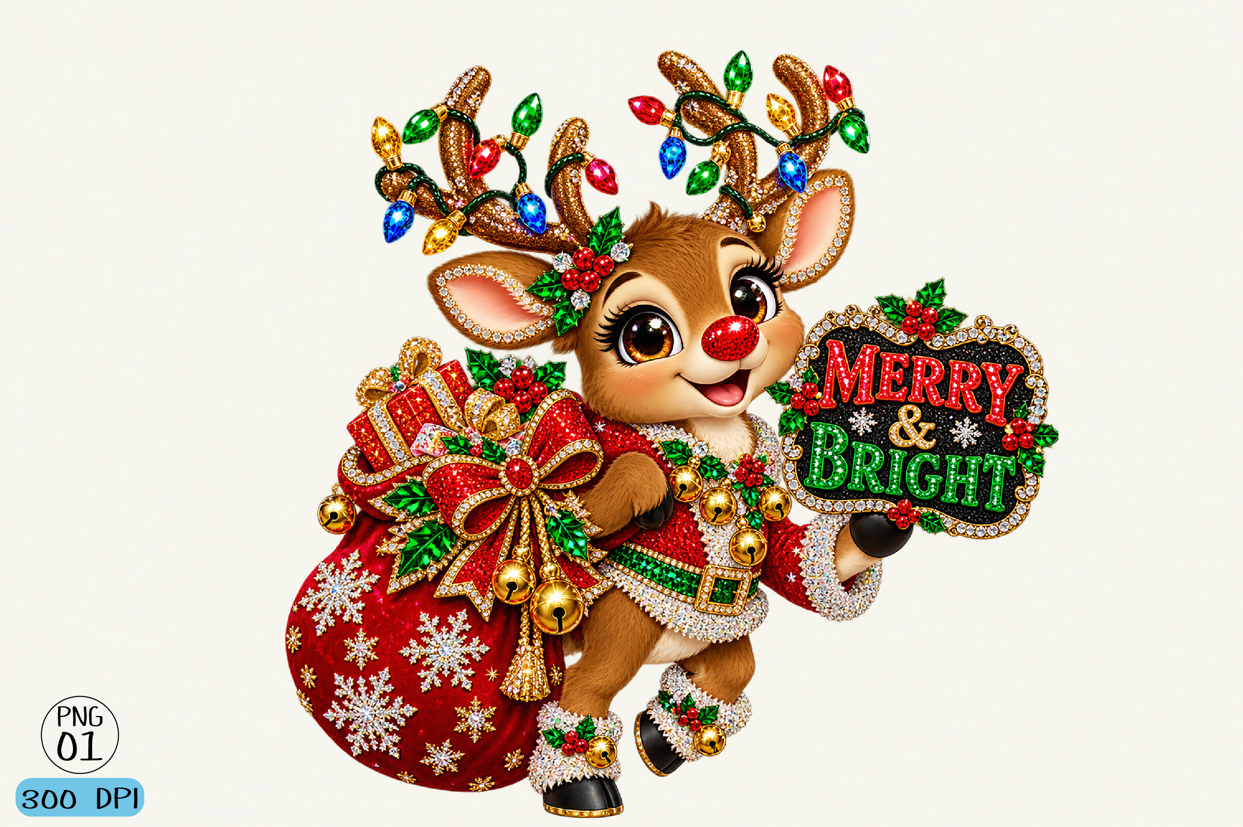 Rhinestone Christmas Reindeer PNG Graphic by Creative Print · Creative ...