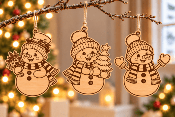 Snowman Christmas Ornament Laser Cut SVG laser cut file