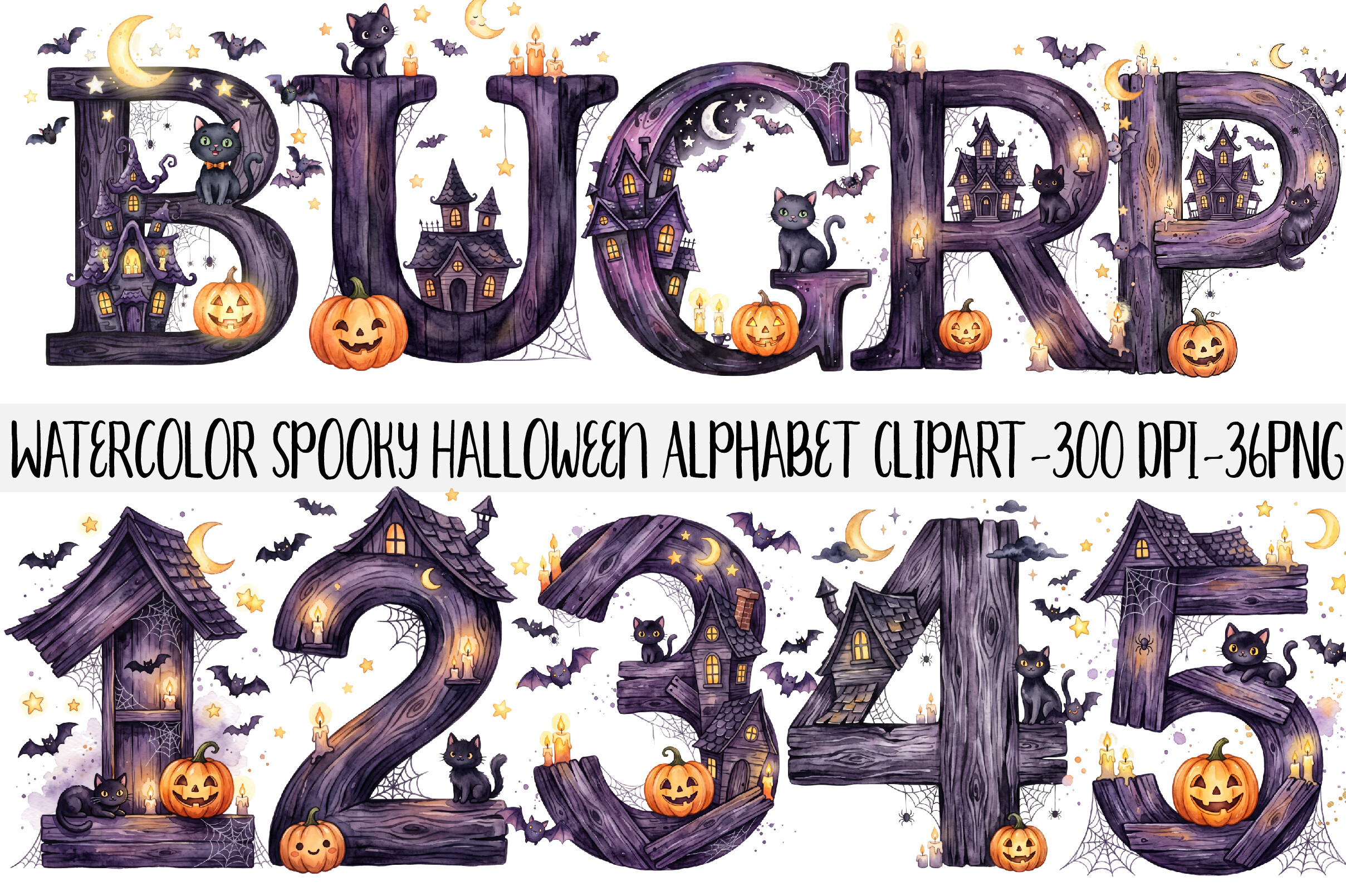 Spooky Halloween Alphabet Clipart Graphic by Craftelixa · Creative Fabrica
