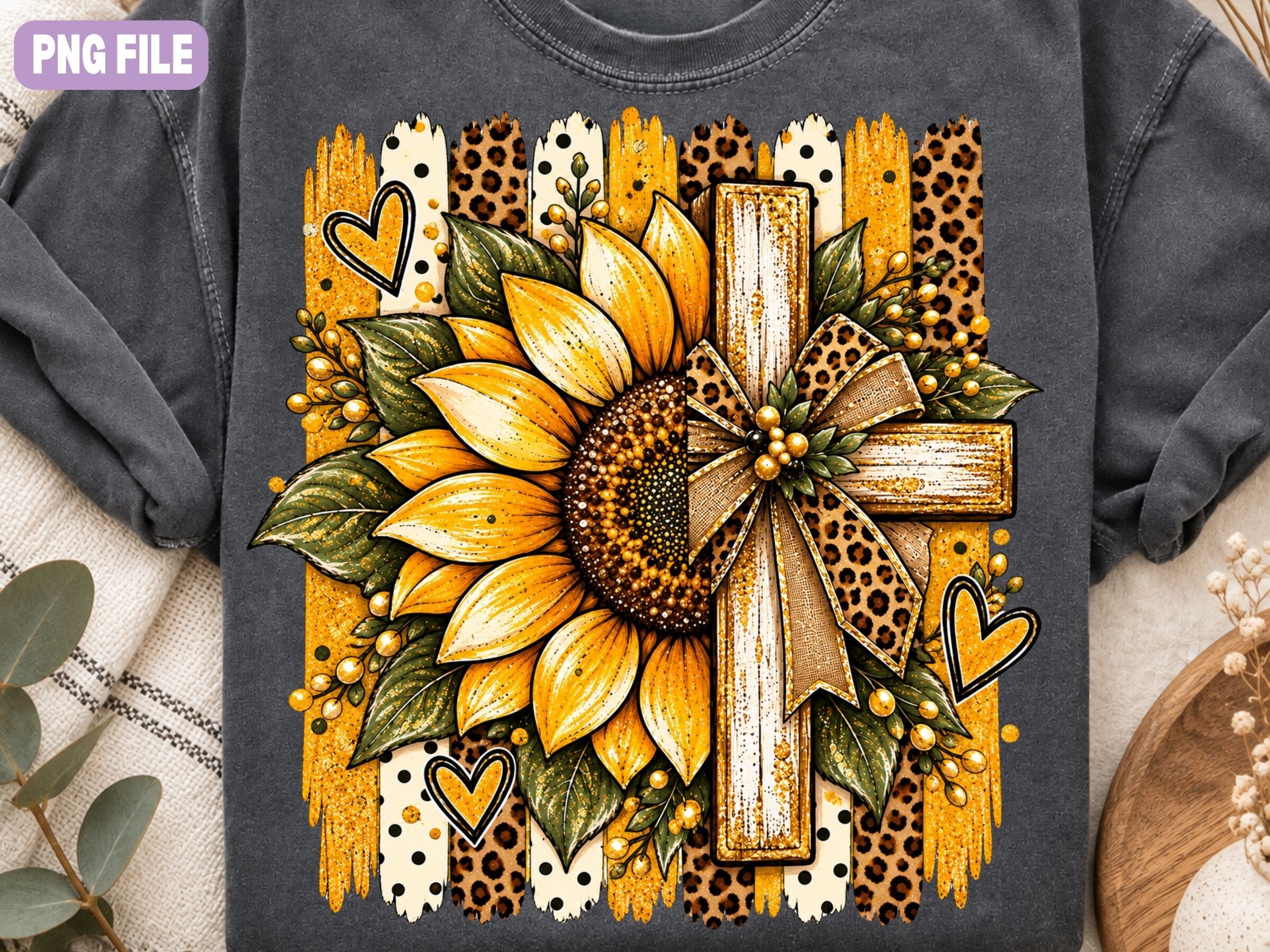 Sunflower Cross PNG, Christian Floral Graphic by Craft Palette ...