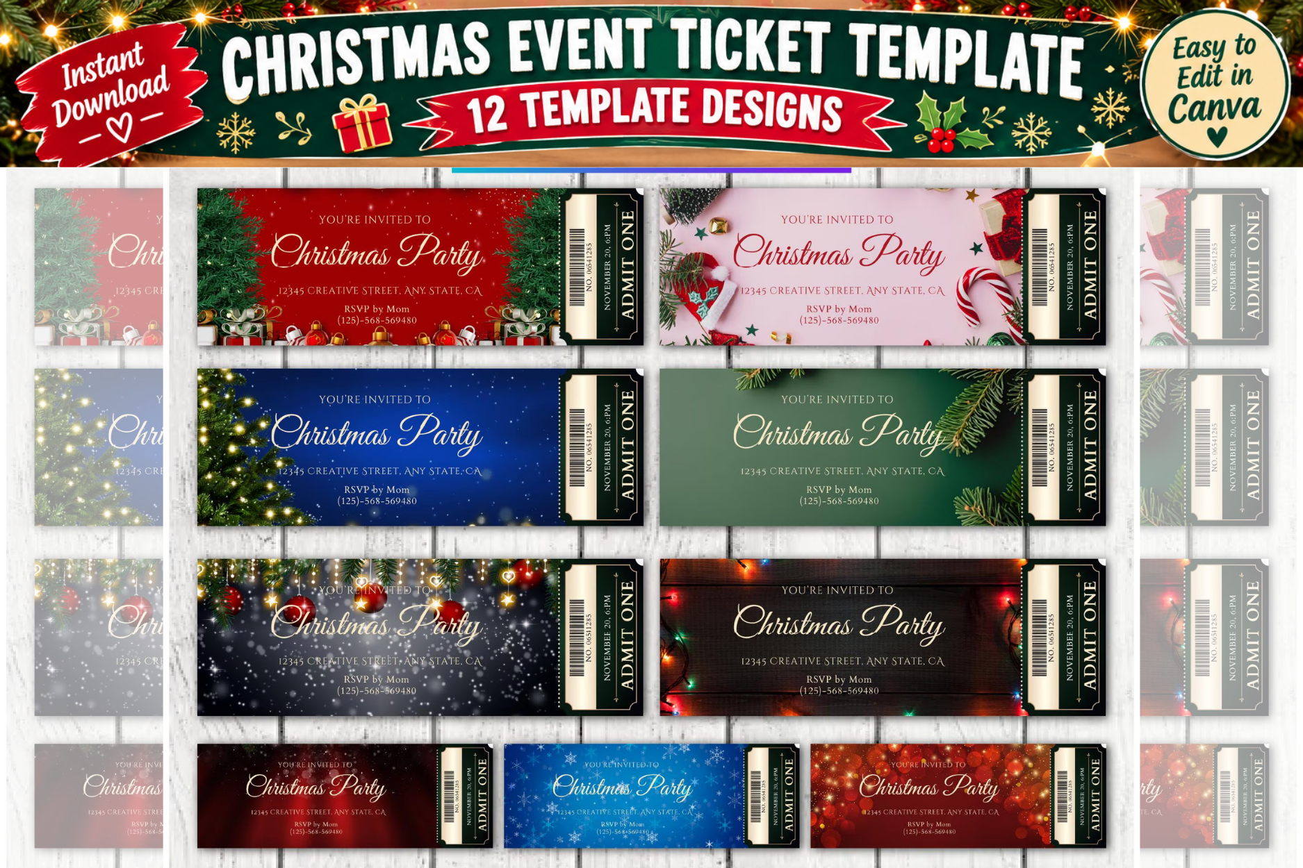 12x Christmas Event Ticket Template Graphic by freshzone228 · Creative ...