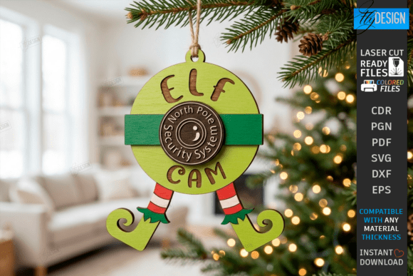 3D Christmas Santa Cam Ornament Laser (Design 3) laser cut file