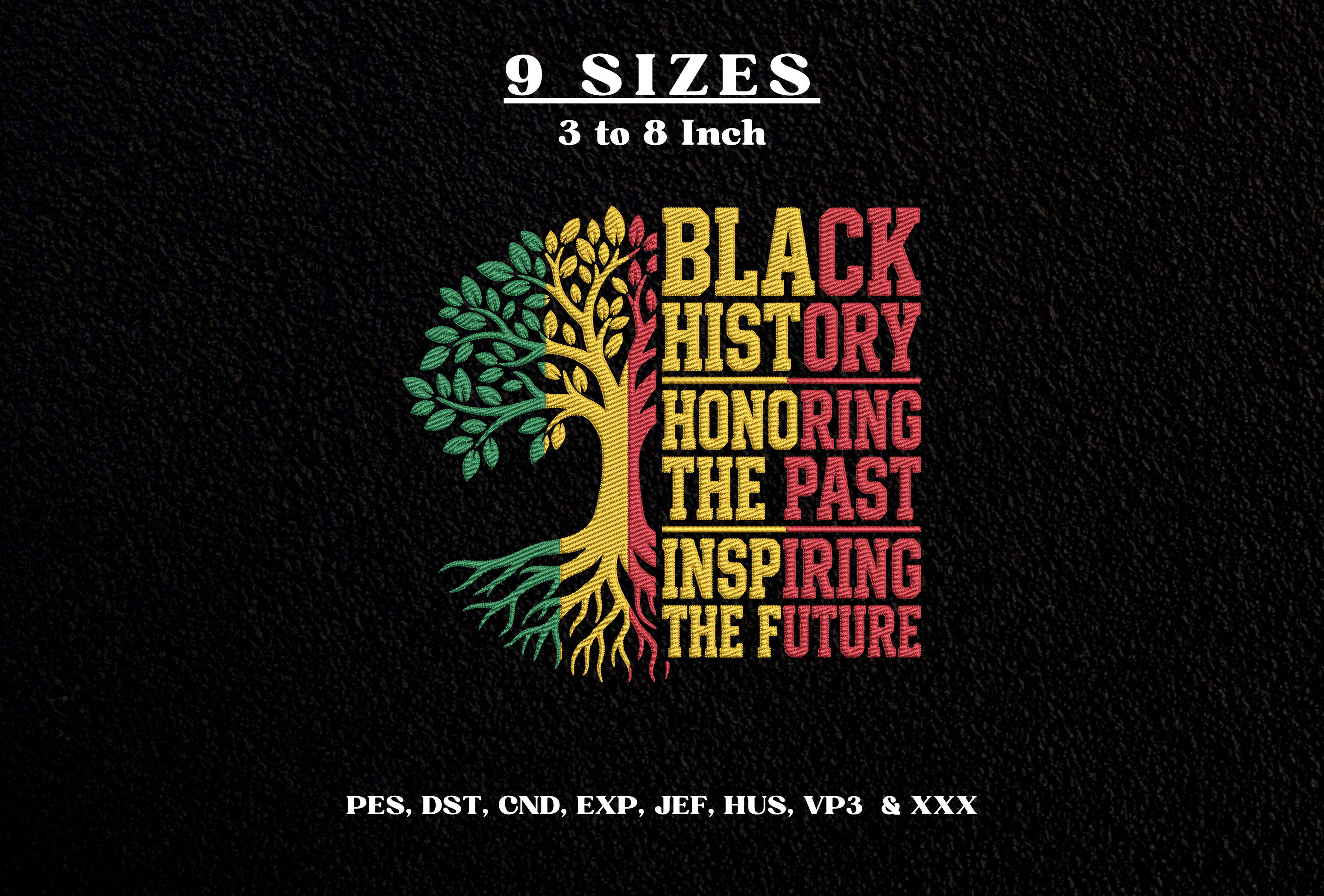 Life Fount Black History Month Tree of Life DST PES · Creative Fabrica