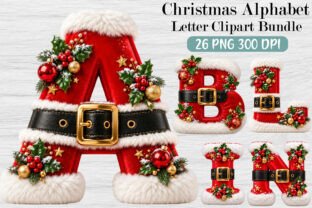 Christmas Alphabet Letter Clipart Bundle Gráfico por Dream Forge Studio ...