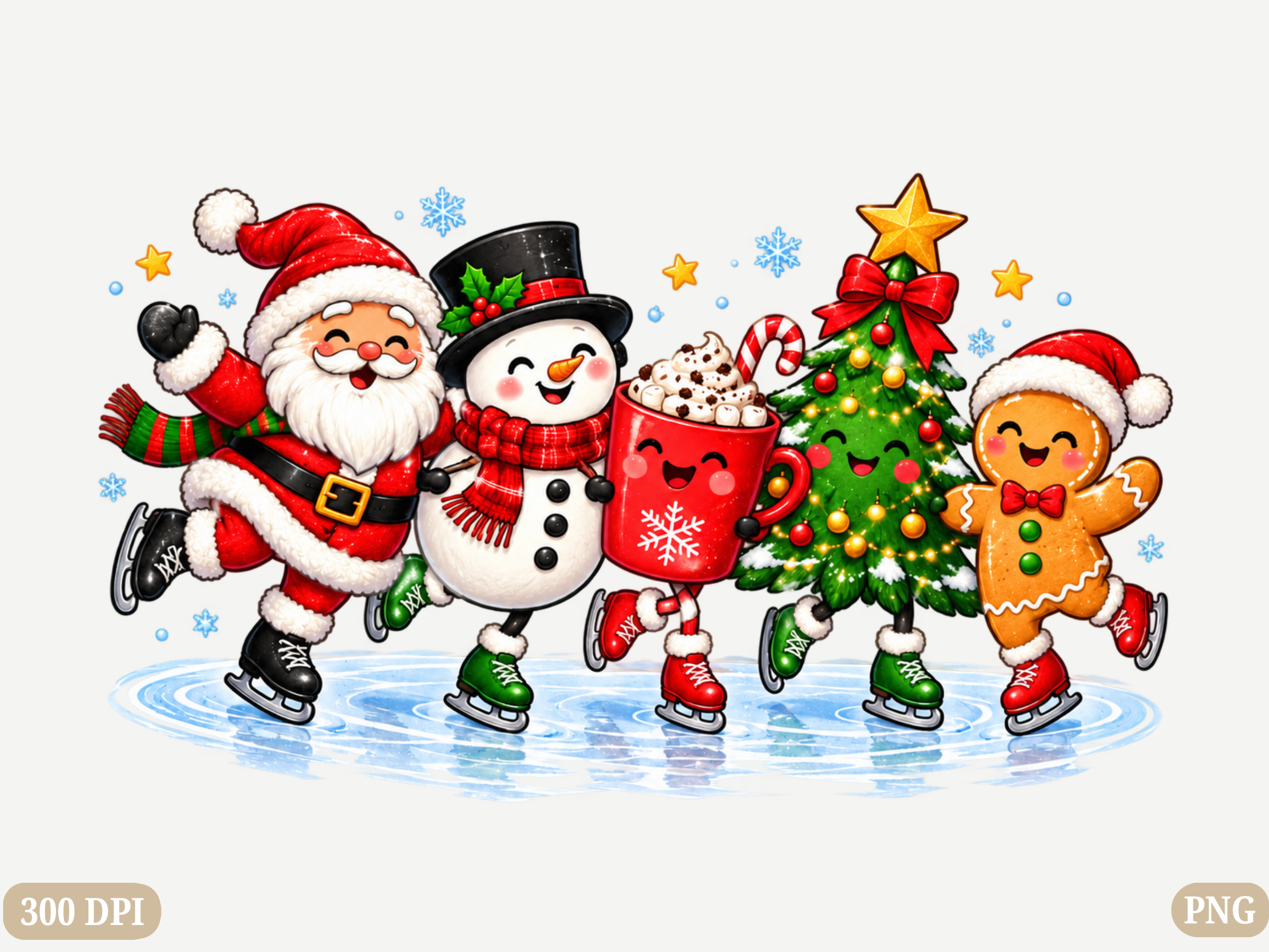 Christmas Characters Ice Skating PNG Graphic by The Artistry Hub ...
