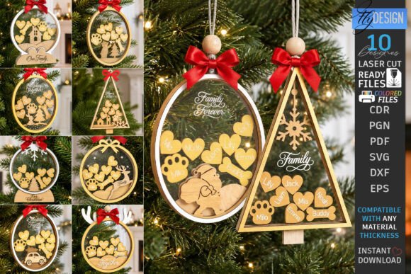 Christmas Family Ornaments Laser Bundle (Design 2) laser cut file