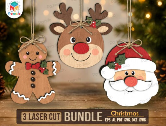 Christmas Ornament SVG Bundle (Design 7) laser cut file