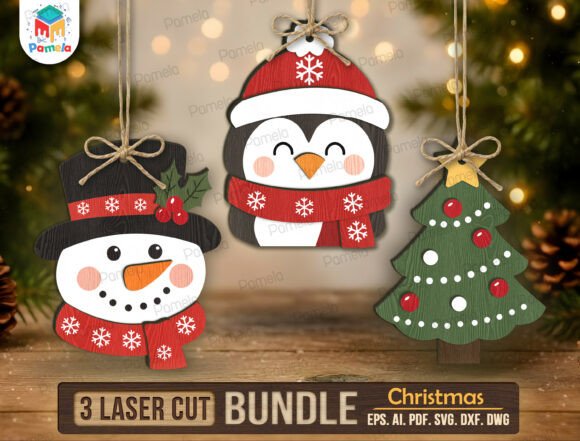 Christmas Ornament SVG Bundle (Design 8) laser cut file