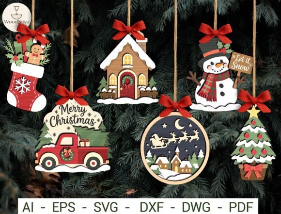 Christmas Ornament SVG Bundle (Design 9) laser cut file