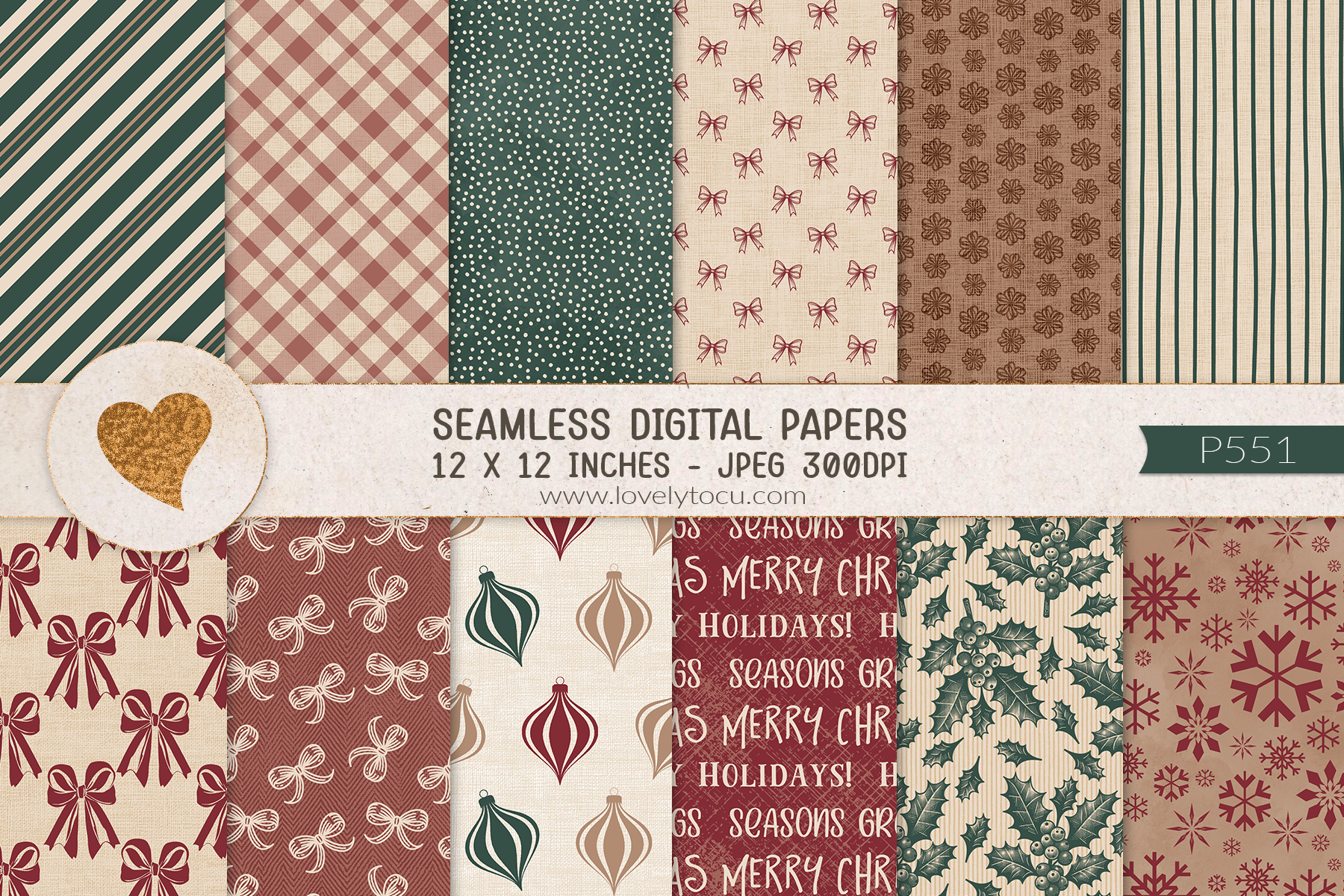 Christmas Seamless Paper Patterns Graphic by Lovelytocu · Creative Fabrica