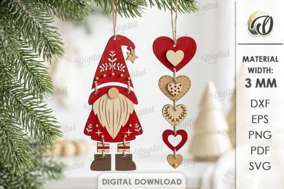 Christmas Tree Ornaments Laser Cut (Design 1) laser cut file