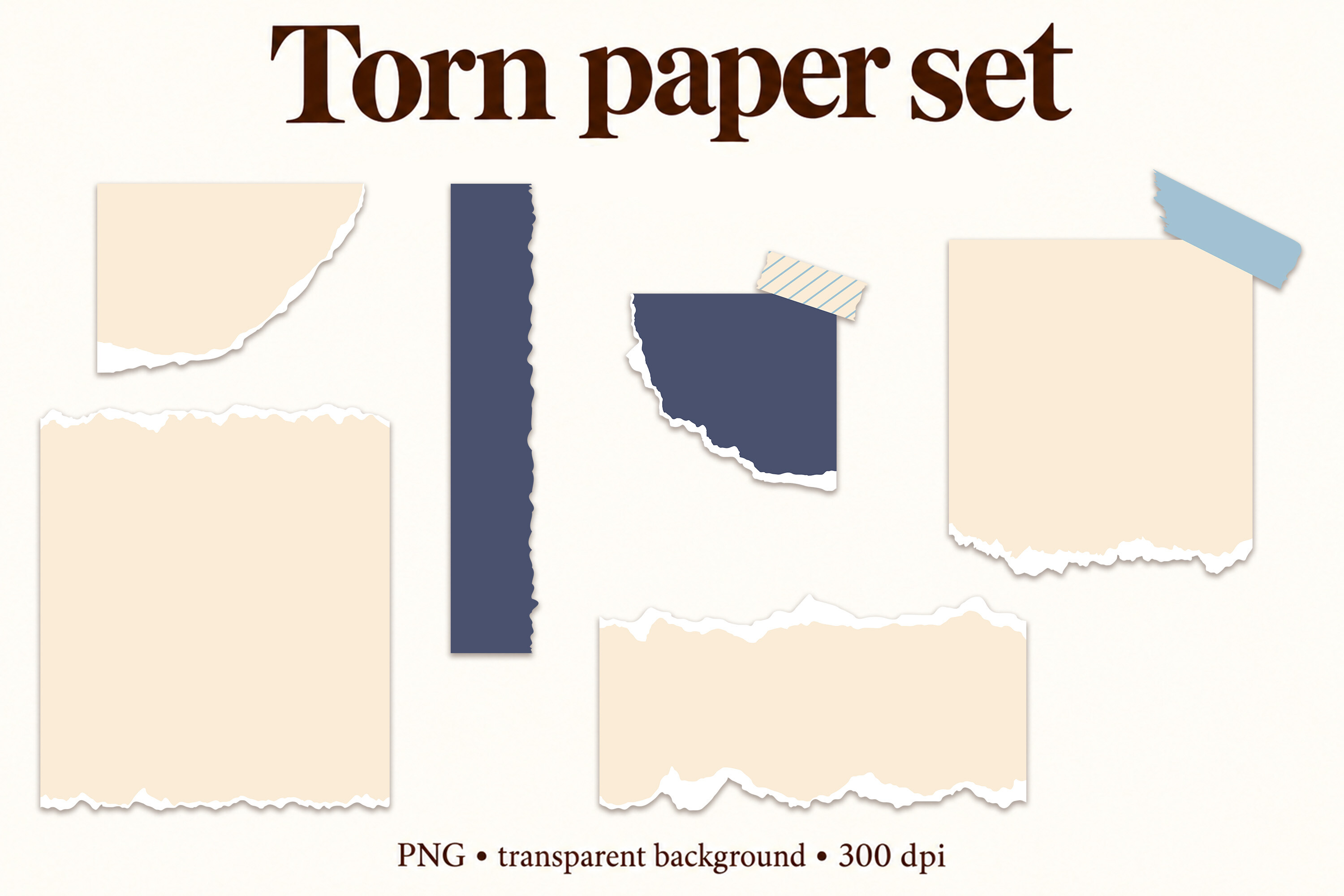 Shape Riped Paper Cream and Blue Torn Paper Ripped Paper Graphic by natalia.kurtidi ...