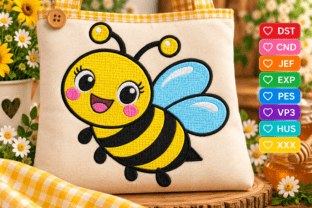 Cute Happy Bumble Bee Embroidery Design · Creative Fabrica