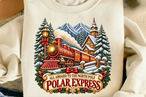 Embroidery North Pole Christmas Train Graphics