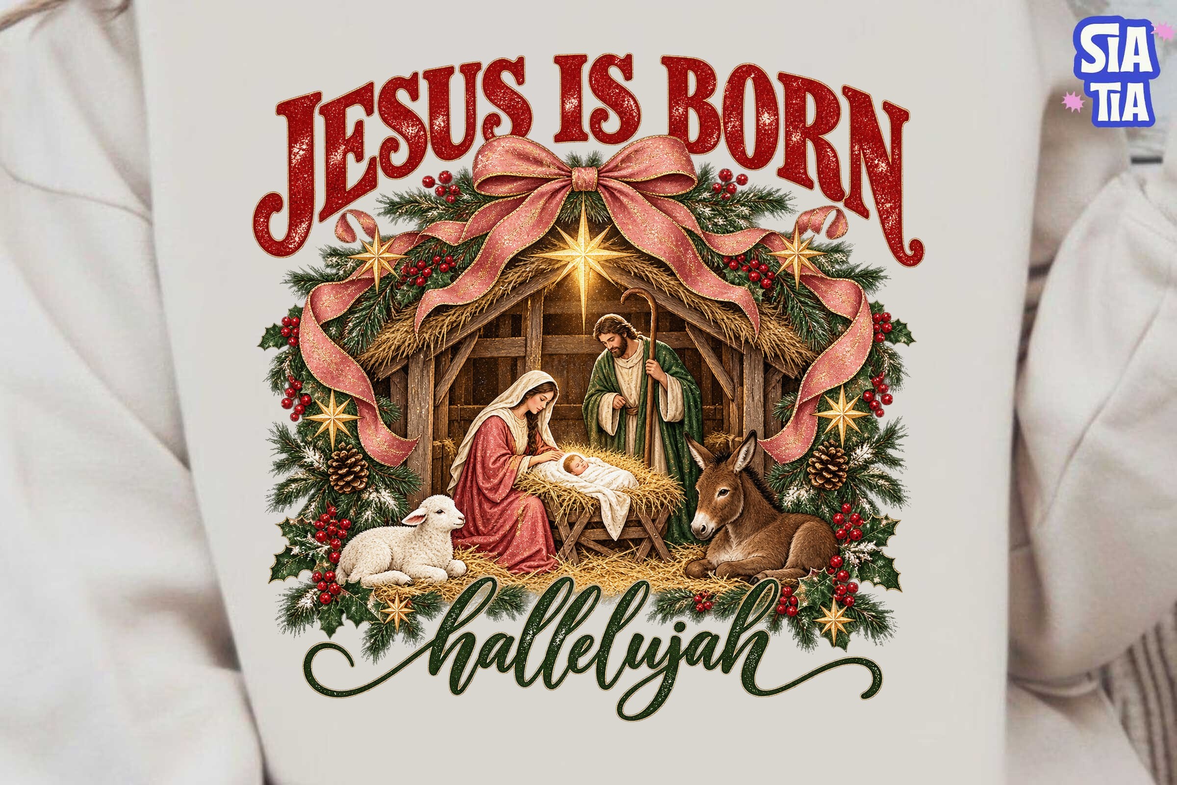 Jesus Is Born Lettering Jesus is Born Nativity PNG Shirt Design Graphic by siatia · Creative ...