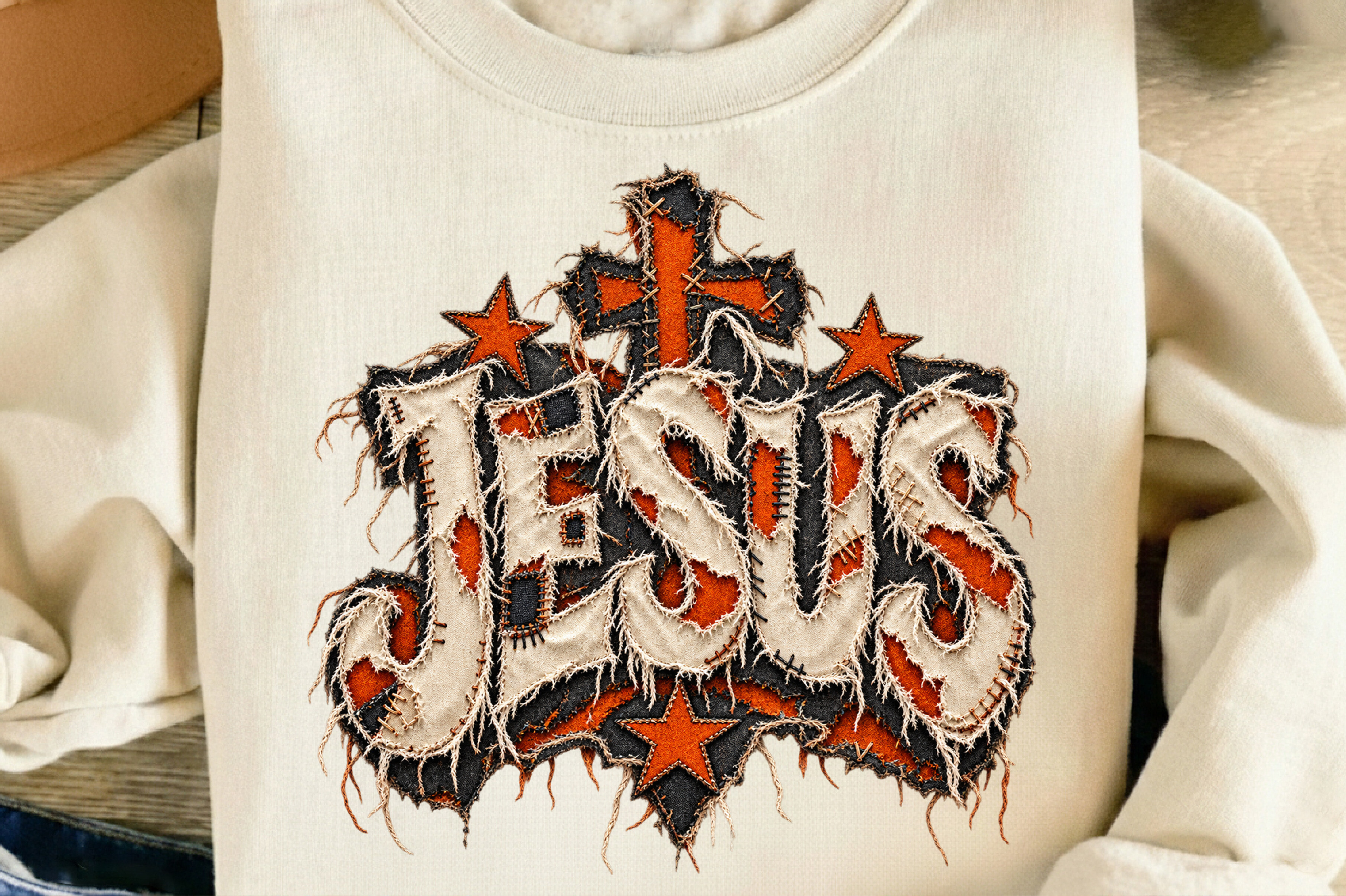 Jesus Patchwork Christian Cross TShirt Graphic by T-Shirt Design Bundle ...