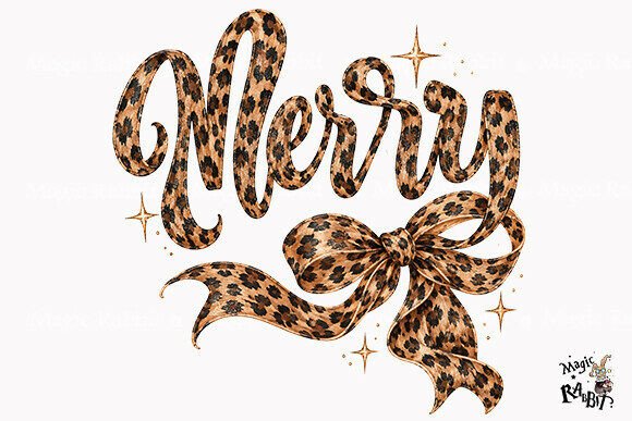 Leopard Bow Merry Christmas PNG