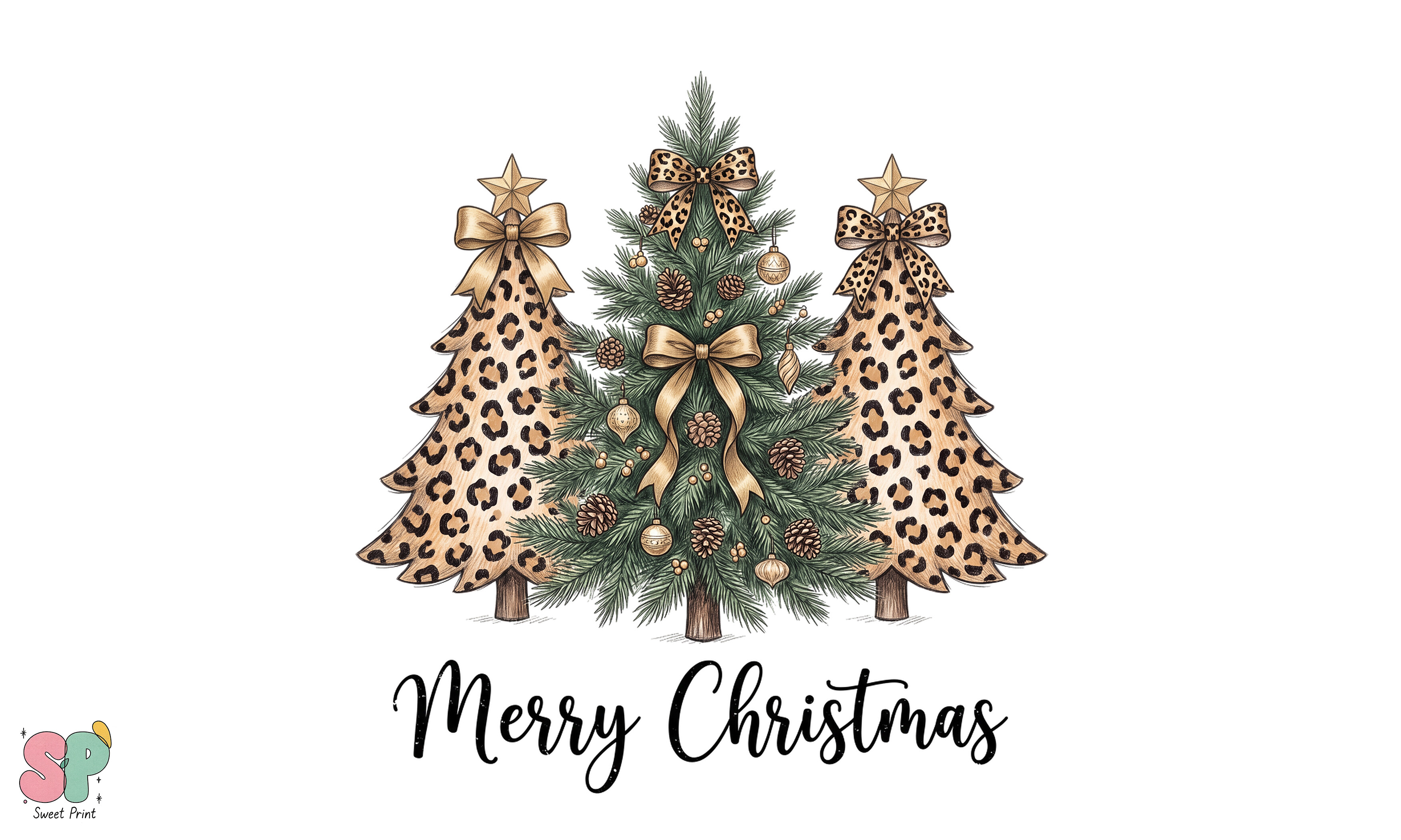 Hand Tree Scary Leopard Christmas Trees Hand-Drawn PNG Graphic by Sweet Print ...