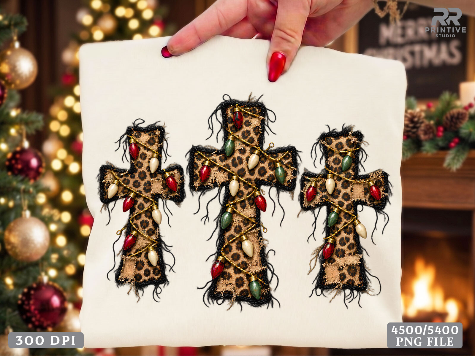 Leopard Print Rustic Christmas Cross PNG Graphic by RR Printive Studio ...