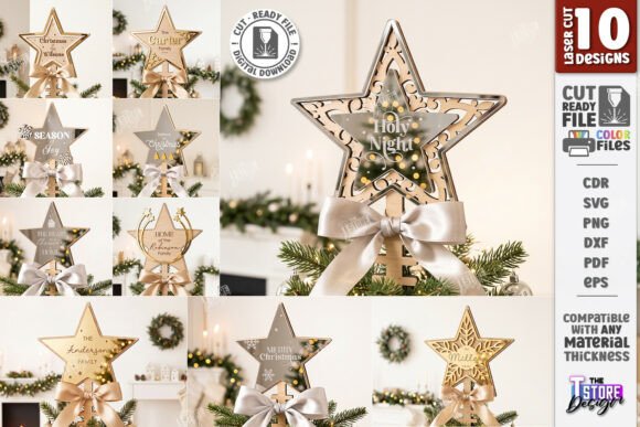 Personalized Christmas Star Laser Bundle laser cut file