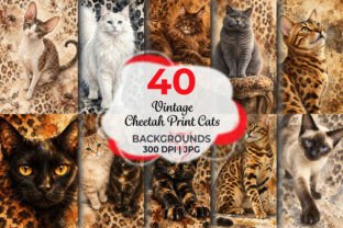 Vintage Cheetah Print Cats Backgrounds Graphic by Redsky Cat · Creative ...