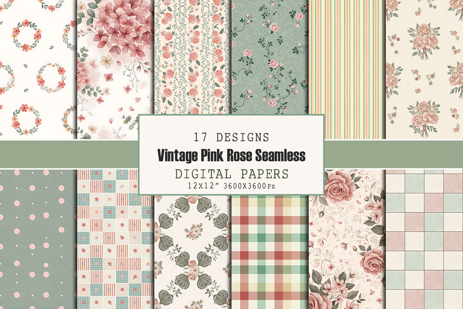 Vintage Pink Rose Seamless Pattern Graphic by dogmedia333 · Creative ...