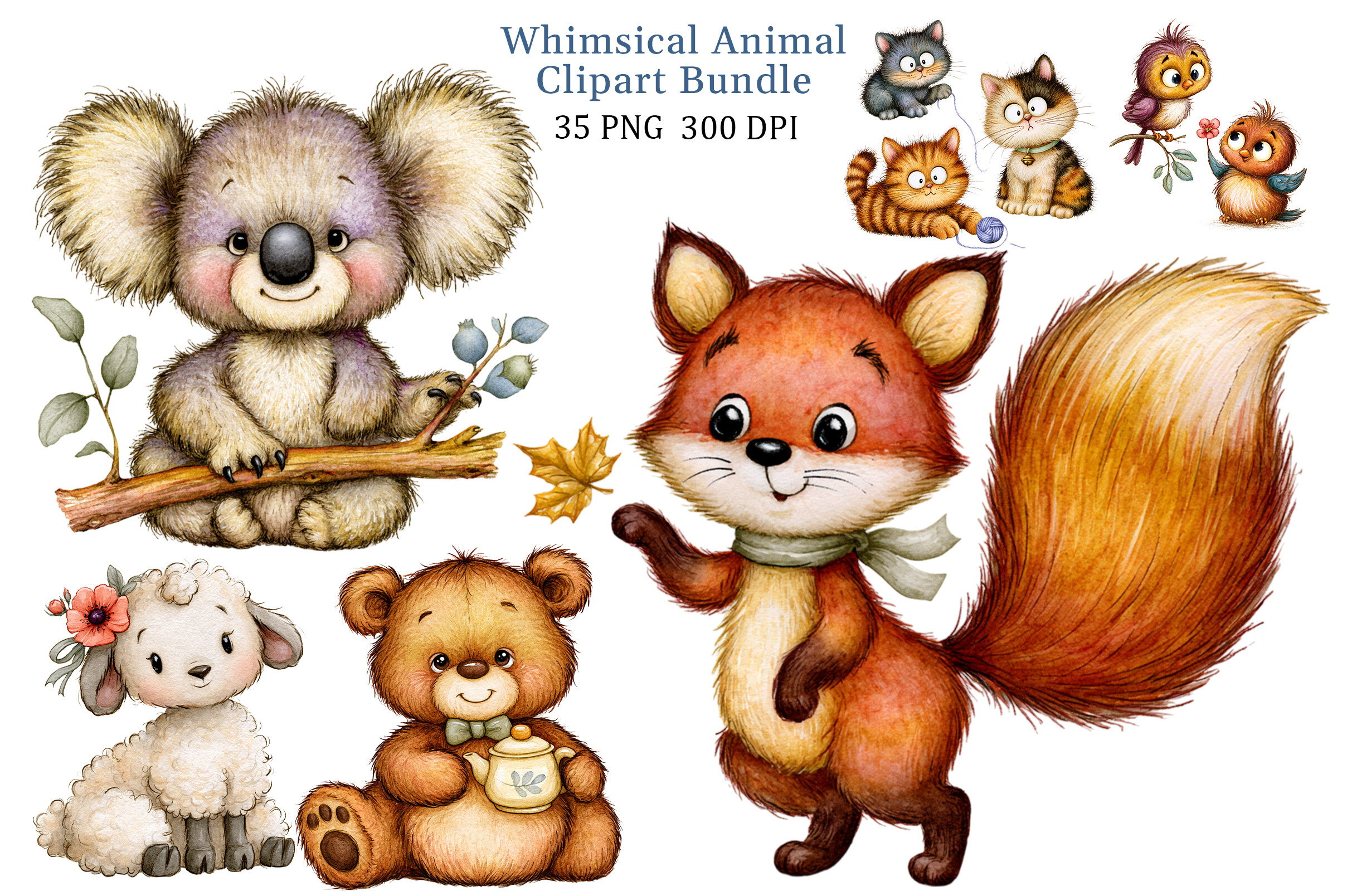 Whimsical Animal 2 Clipart Set Graphic by PRO DESIGN · Creative Fabrica