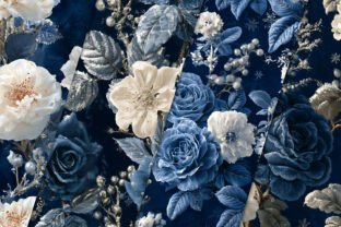 Winter Botanical Blue Flowers Patterns Graphic by Creative Store ...