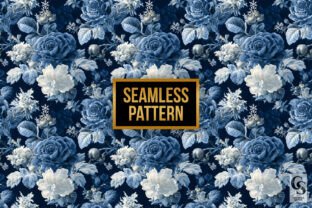 Winter Botanical Blue Flowers Patterns Graphic by Creative Store ...