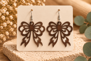 Single Ribbon Svg Bow Earrings Laser Cut SVG · Creative Fabrica