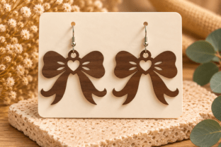 Single Ribbon Svg Bow Earrings Laser Cut SVG · Creative Fabrica