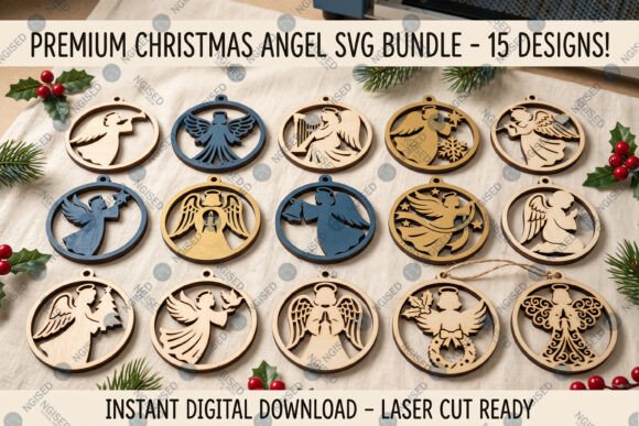 Christmas Angel SVG Bundle laser cut file