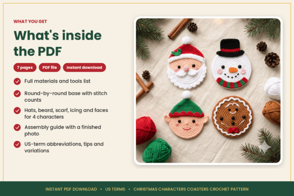 Christmas Characters Coasters Crochet