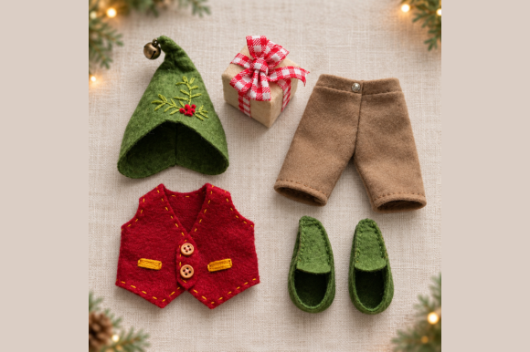 Santa Elf Project Christmas Doll Elf Outfit _ Dad Pattern Graphic by LittleLullabyShop ...