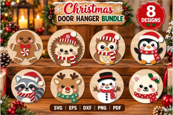 Christmas Door Hanger SVG Bundle laser cut file