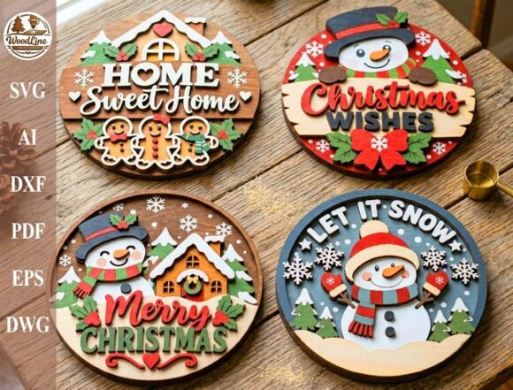 Christmas Door Signs SVG Bundle laser cut file