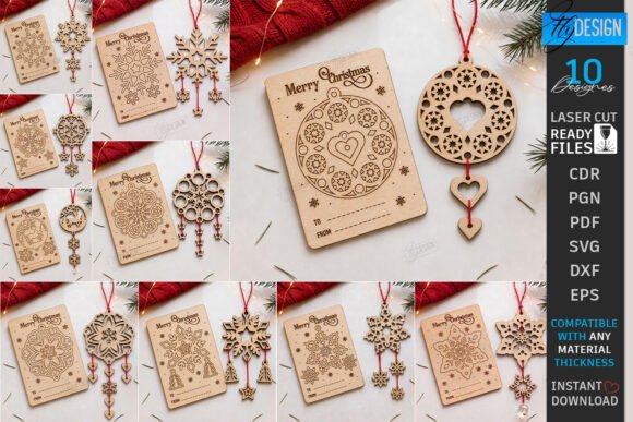 Christmas Dream Catcher Card Laser Set laser cut file