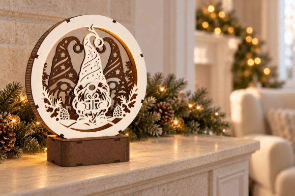 Christmas Gnomes LED Lamp 3 mm Laser Cut Files laser cut file