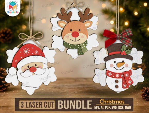 Christmas Ornament SVG Bundle (Design 10) laser cut file