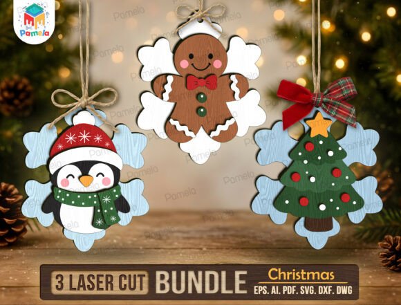 Christmas Ornament SVG Bundle (Design 11) laser cut file