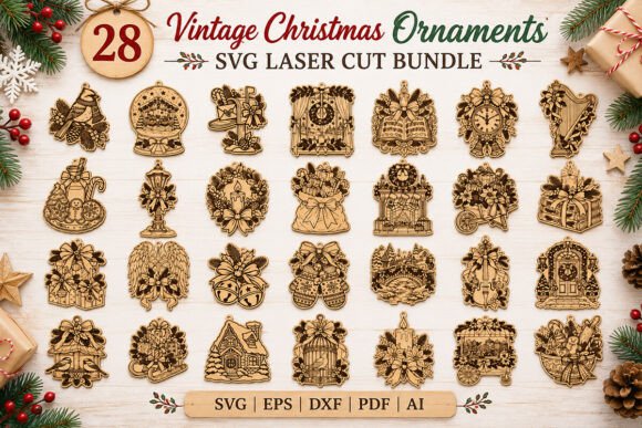 Christmas Ornament SVG Bundle (Design 12) laser cut file