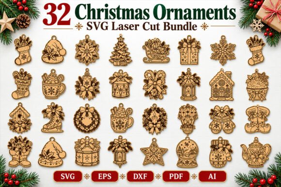 Christmas Ornaments SVG Laser Cut Bundle laser cut file