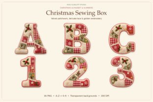 Christmas Patchwork Alphabet & Numbers Graphic by Miss Scarlett Studio ...