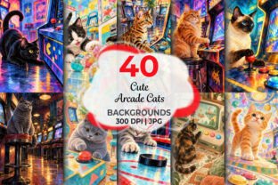 Cute Arcade Cats Backgrounds Graphic by Redsky Cat · Creative Fabrica