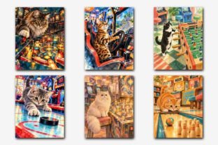 Cute Arcade Cats Backgrounds Graphic by Redsky Cat · Creative Fabrica
