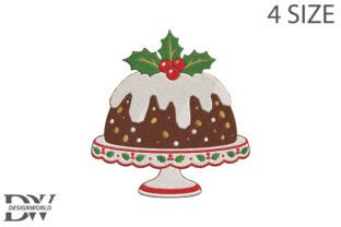 Pudding Drawing/design Cute Christmas Pudding Embroidery Design · Creative Fabrica