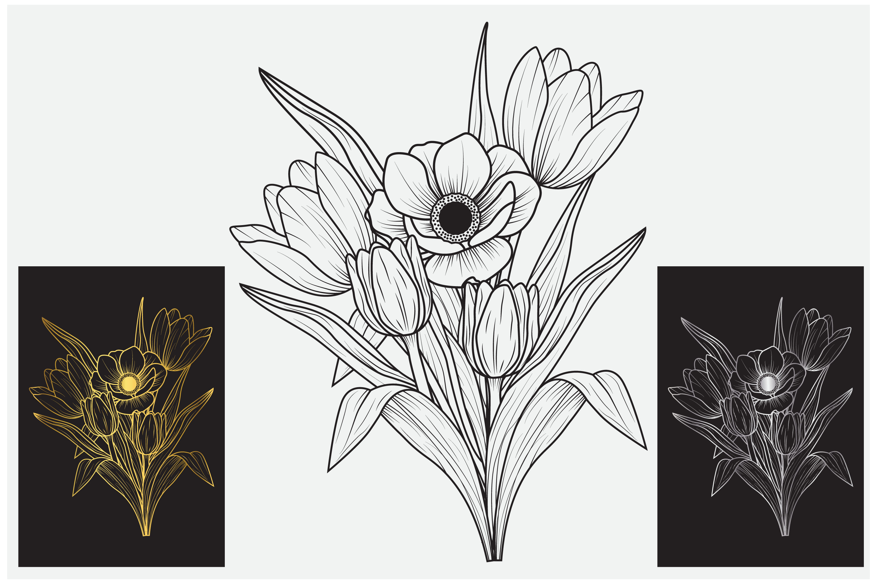 Line Floweers Cute Flower Line Art Graphic by curutdesign · Creative Fabrica