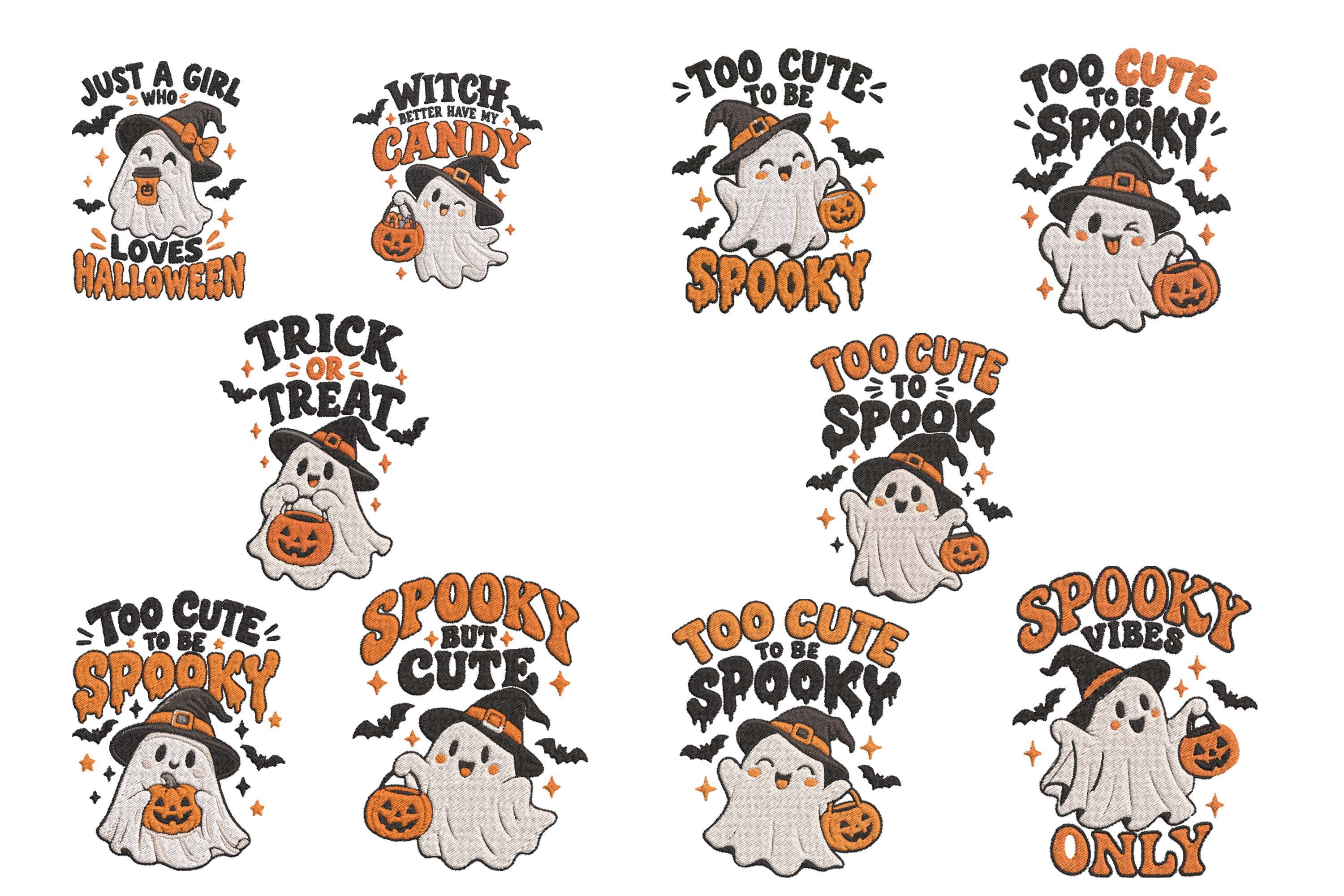 Cute Spooky Ghost Halloween Saying Set · Creative Fabrica